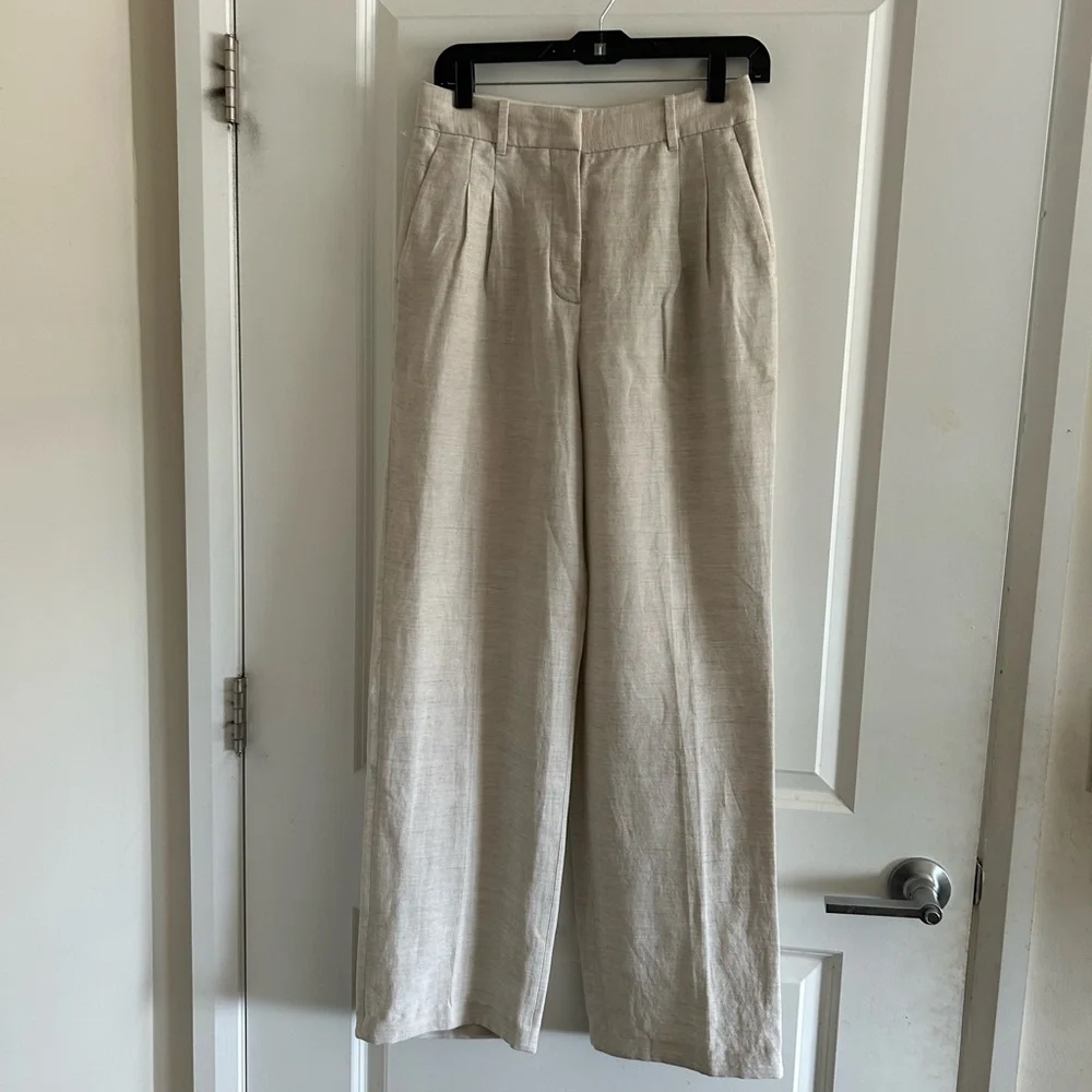 Wilfred effortless Straight Leg Linen-Blend Pants in Light Ivory